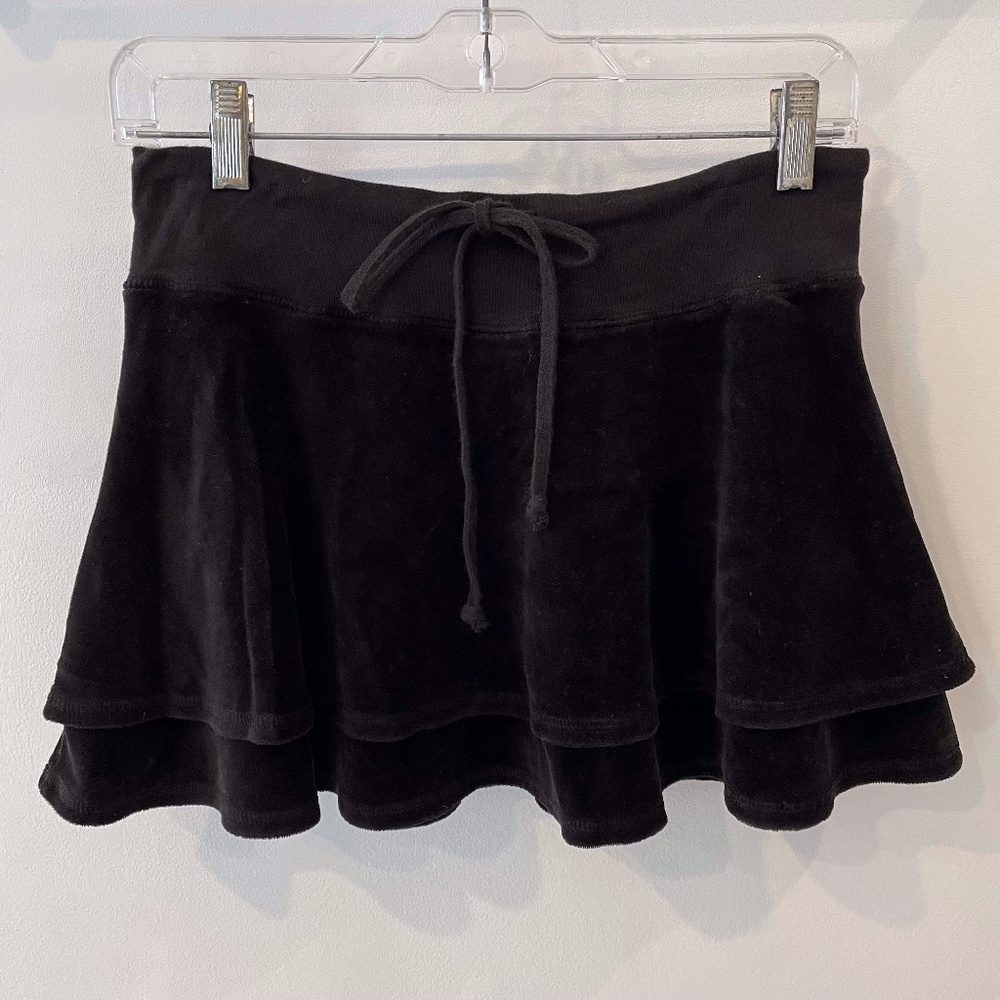 NWT Black Juicy Couture Velour Layered Mini Skirt